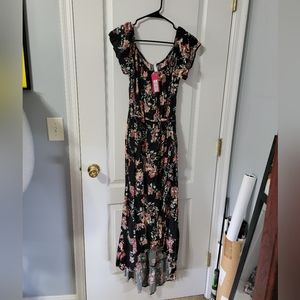 Flowing black flower dress